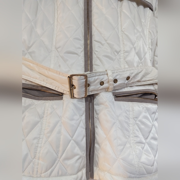 Vince Camuto White & Suede Puffer Jacket s: L - Picture 9 of 13